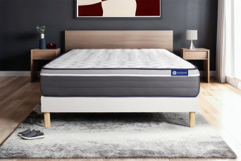 Ensemble Matelas Sommier 150x195 cm - Sommier Blanc (en kit) - Actilatex Plus