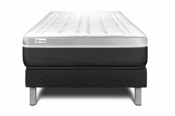 Ensemble Matelas Sommier 120x190 cm - Sommier Noir (en kit) - Vital Soft