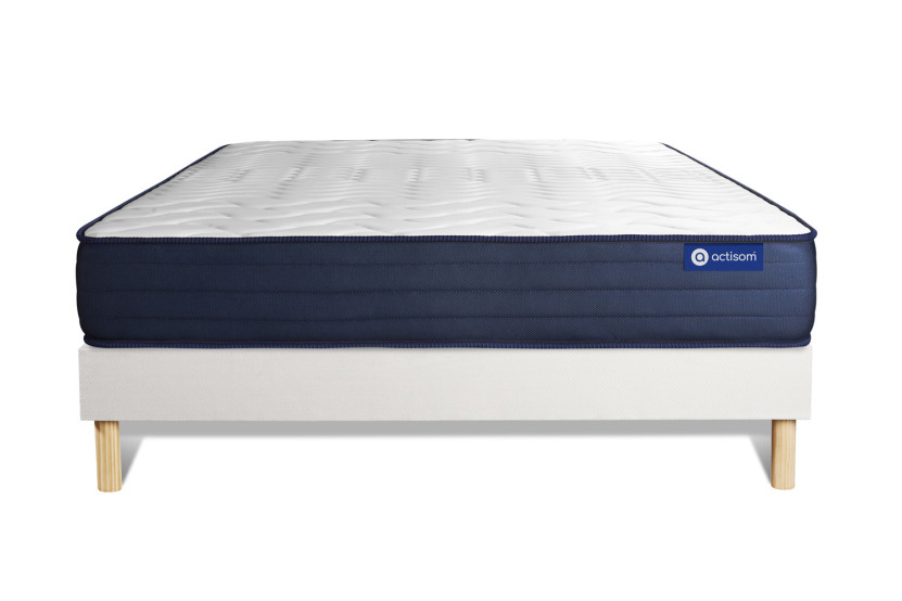 Ensemble Matelas Sommier 130x200 cm - Sommier Blanc (en kit) - Actilatex Life