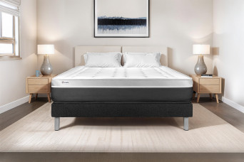 Ensemble Matelas Sommier 160x190 cm - Sommier Noir (en kit) - Vital Soft