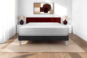 Ensemble Matelas Sommier 160x200 cm - Sommier Noir (déjà monté) - Vitalmemo