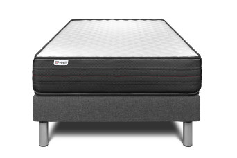 Ensemble Matelas Sommier 120x190 cm - Sommier Gris (en kit) - Vitalpower