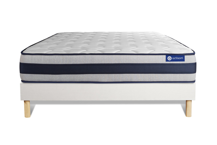 Ensemble Matelas Sommier 135x190 cm - Sommier Blanc (en kit) - Actiflex Ergo