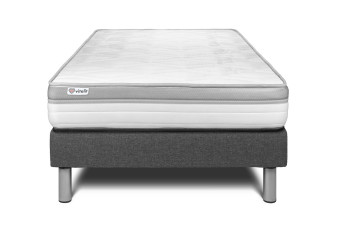 Ensemble Matelas Sommier 120x190 cm - Sommier Gris (en kit) - Vital Relax