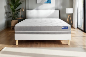 Ensemble Matelas Sommier 150x190 cm - Sommier Blanc (en kit) - Actilatex Touch