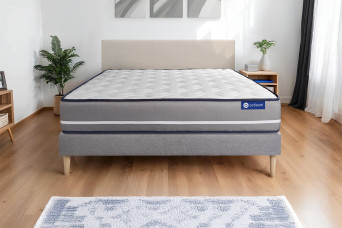 Ensemble Matelas Sommier 120x210 cm - Sommier Gris (en kit) - Actimemo Pur
