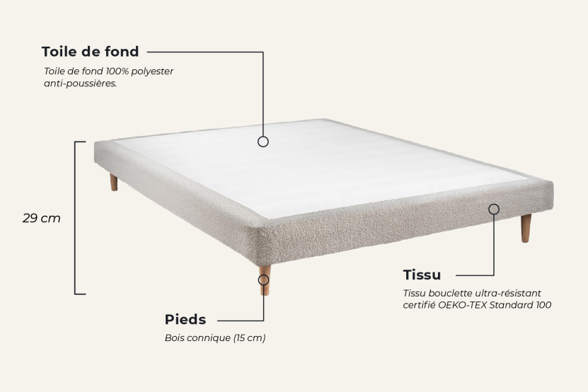 Ensemble Matelas Sommier 140x200 cm - Sommier Beige Clair (déjà monté) - Windsor