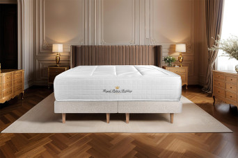 Ensemble Matelas Sommier 160x200 cm - 2 Sommiers Beige Clair (déjà monté) - Windsor