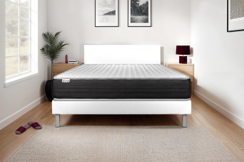Ensemble Matelas Sommier 140x220 cm - Sommier Blanc (en kit) - Vitalmemo One