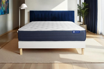 Ensemble Matelas Sommier 135x190 cm - Sommier Blanc (en kit) - Actilatex Sleep