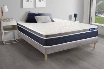 Ensemble Matelas Sommier 140x220 cm - Sommier Gris (en kit) - Actilatex Confort
