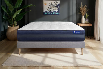 Ensemble Matelas Sommier 160x220 cm - Sommier Gris (en kit) - Actilatex Tech