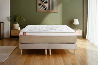 Ensemble Matelas Sommier 200x200 cm - 2 Sommiers Beige - Le Soyeux