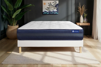 Ensemble Matelas Sommier 120x190 cm - Sommier Blanc (en kit) - Actilatex Tech