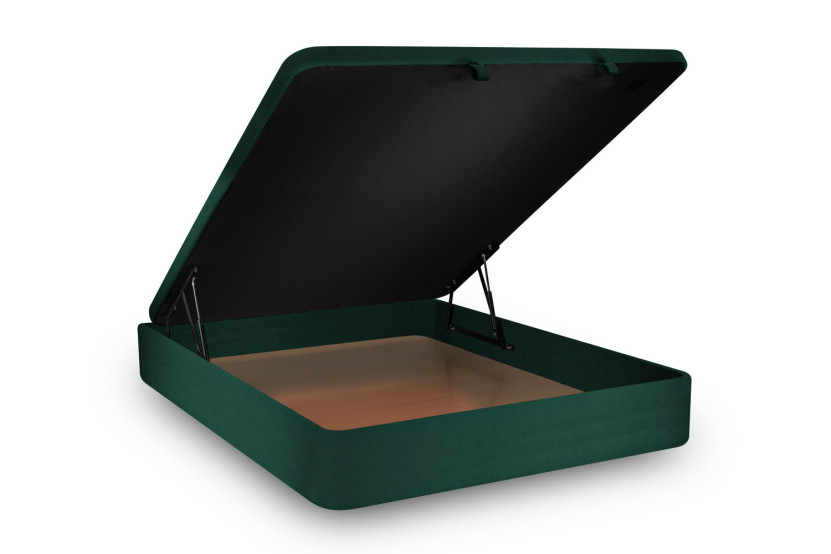 Lit coffre 180x200 cm avec Tête de lit à lignes - Tissu Velours Vert