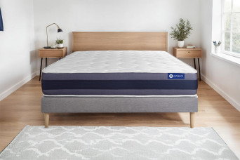 Ensemble Matelas Sommier 120x190 cm - Sommier Gris (en kit) - Actilatex Morpho