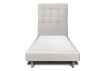 Lit 90x200 cm - Sommier tapissier H29 cm + tête de lit capitonnée - Tissu Velours Gris Clair