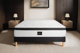 Ensemble Matelas Sommier 200x200 cm - Sommier Noir (en kit) - Privilège