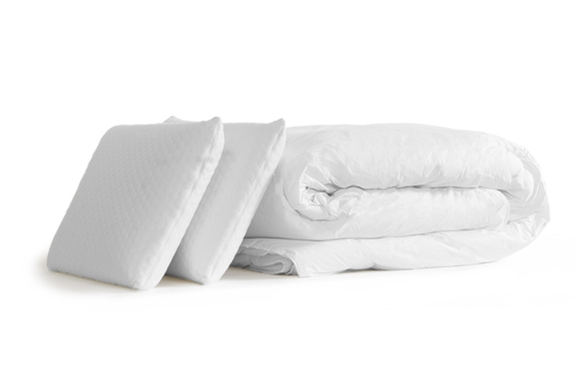Pack lit complet 140x200 cm - Matelas + Sommier Blanc + 2 oreillers + Couette - Bodyzone+
