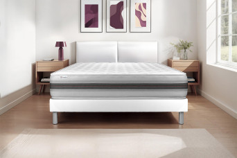 Ensemble Matelas Sommier 180x200 cm - Sommier Blanc (en kit) - Vitalmemo Back