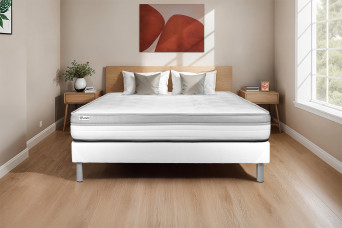 Ensemble Matelas Sommier 140x200 cm - Sommier Blanc (en kit) - Vital Relax