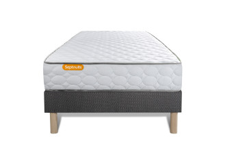 Ensemble Matelas Sommier 90x190 cm - Sommier Gris (déjà monté) - Memo