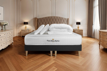 Pack lit complet 180x200 cm - Matelas + Sommier Noir + 2 oreillers + Couette - Balmoral