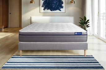 Ensemble Matelas Sommier 140x190 cm - Sommier Gris (en kit) - Actiflex Zen