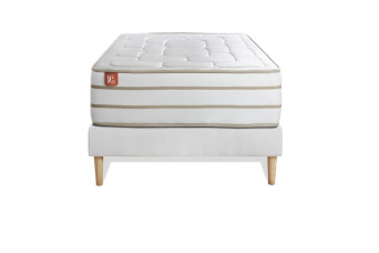 Ensemble Matelas Sommier 90x200 cm - Sommier Blanc (en kit) - Le Douillet