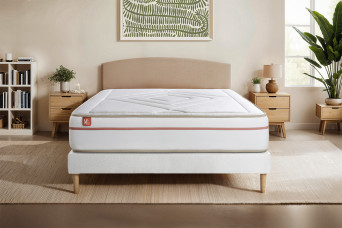 Ensemble Matelas Sommier 140x190 cm - Sommier Blanc (déjà monté) - Le Paisible