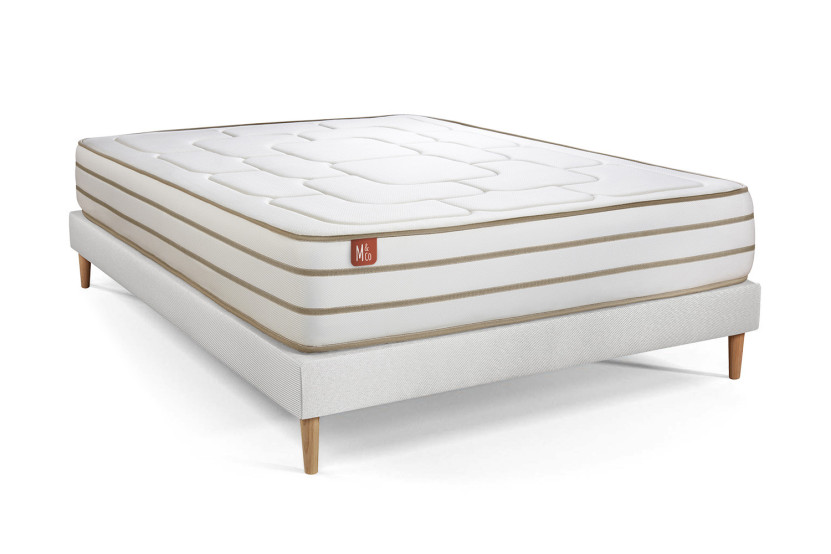 Ensemble Matelas Sommier 140x200 cm - Sommier Blanc (déjà monté) - Le Douillet
