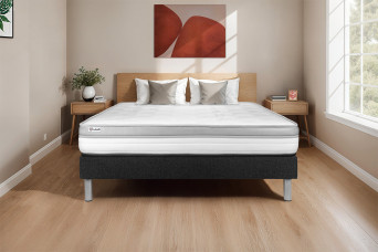 Ensemble Matelas Sommier 140x200 cm - Sommier Noir (en kit) - Vital Relax