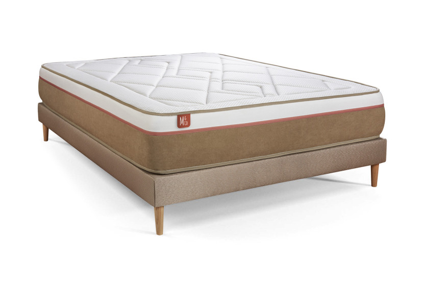 Ensemble Matelas Sommier 160x200 cm - Sommier Beige (déjà monté) - Le Soyeux
