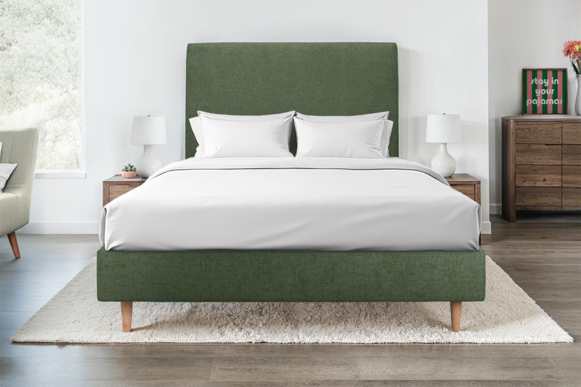 Tête de lit 180 cm Tapissée - Tissu Toile Natté Vert Kaki