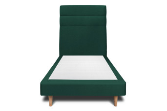 Lit 90x200 cm - Sommier tapissier H29 cm + tête de lit à lignes - Tissu Velours Vert