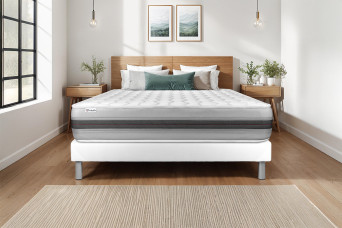 Ensemble Matelas Sommier 160x200 cm - Sommier Blanc (déjà monté) - Vitalspring Recover