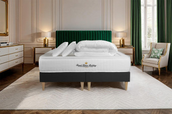 Pack lit complet 180x200 cm - Matelas + 2 Sommiers noirs + 2 oreillers + Couette - Lancaster