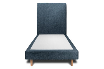 Lit 90x190 cm - Sommier tapissier H29 cm + tête de lit tapissée - Tissu Bouclette Bleu