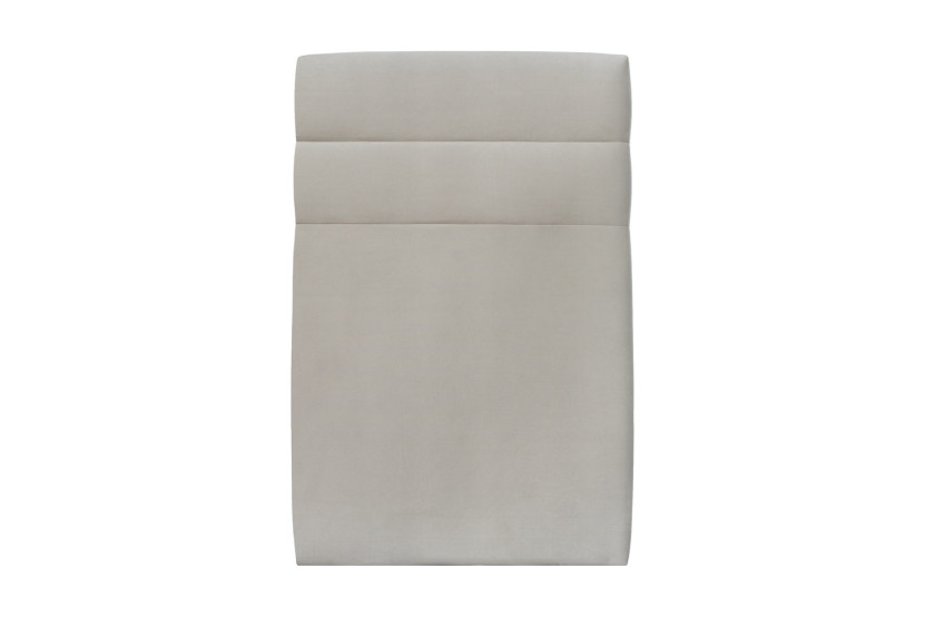 Lit 90x190 cm - Sommier tapissier H29 cm + tête de lit à lignes - Tissu Velours Gris Clair