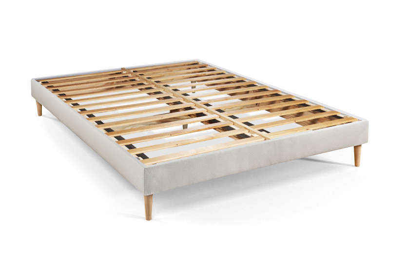 Pack lit complet 200x200 cm - Matelas + Sommier Blanc (en kit) + 2 oreillers + Couette - Le Paisible