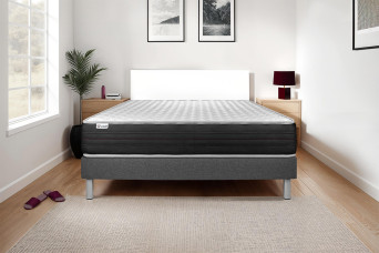 Ensemble Matelas Sommier 140x200 cm - Sommier Gris (déjà monté) - Vitalmemo One
