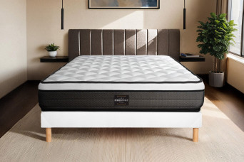 Ensemble Matelas Sommier 140x200 cm - Sommier Blanc (en kit) - Suite