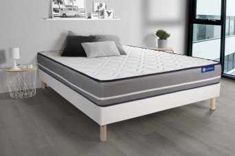 Ensemble Matelas Sommier 140x200 cm - Sommier Blanc (en kit) - Actilatex Pur