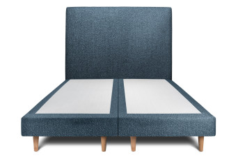 Lit 2x 100x200 cm - Sommier tapissier H29 cm + tête de lit tapissée - Tissu Bouclette Bleu