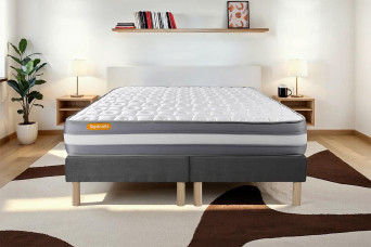 Ensemble Matelas Sommier 160x200 cm - 2 Sommiers Gris - Memo Plus
