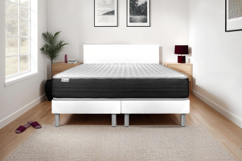 Ensemble Matelas Sommier 200x200 cm - 2 Sommiers Blanc - Vitalmemo One