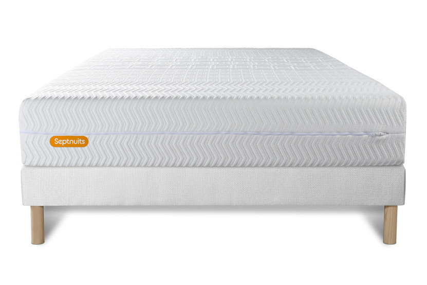 Ensemble Matelas Sommier 140x200 cm - Sommier Blanc (déjà monté) - Memo Bio