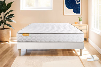 Ensemble Matelas Sommier 160x200 cm - Sommier Blanc (déjà monté) - Memo