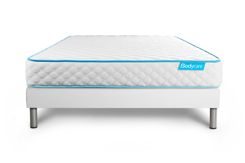 Ensemble Matelas Sommier 140x200 cm - Sommier Blanc (déjà monté) - Bodyone