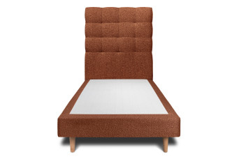 Lit 90x190 cm - Sommier tapissier H29 cm + tête de lit capitonnée - Tissu Bouclette Terracotta